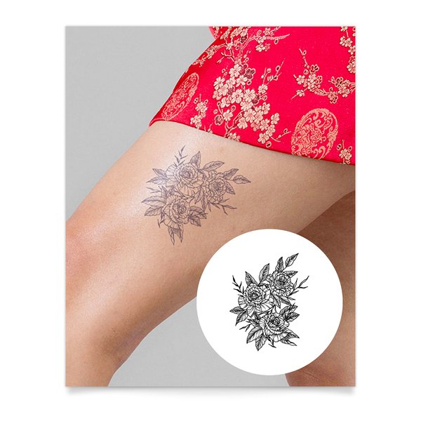 Inkbox Temporary Tattoos, Semi-Permanent Tattoo, One Premium Easy Long Lasting, Water-Resistant Temp Tattoo with For Now Ink - Lasts 1-2 Weeks, Rosebush, 4 x 4 in