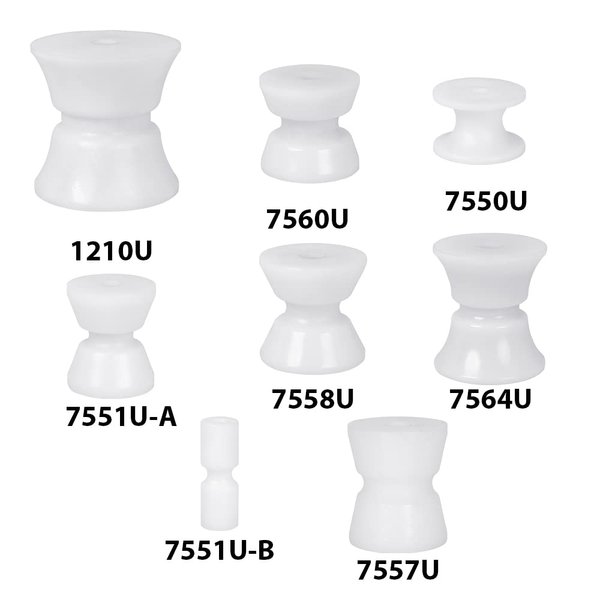 White Water White Delrin Bow Anchor Roller Replacement Wheels (7550U - 2-1/2" Diameter, 1-3/8" Width)