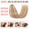 Rich Choices Wire In Hair Extensions Human Hair One Piece Secret Fish Line Hair Piece Halo Hair Extensions Real Human Hair Long Silky Straight #12P613 Golden Brown&Bleach Blonde 18 Inch