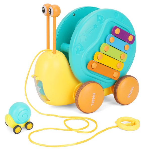 YUMOZER 4-in-1 Snail Toys, Children's Rally Car,Educational Musical Toy Catapulting Little Snail, Gift for Babies Over 6 Months (Cyan)