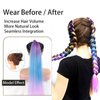 Blue Pink Braided Hair Ponytail Extensions Festival Rave Colorful Hair Extensions for Braids Top Elastic Wrap and Natural Soft Braiding Hair Extension Ombre Synthetic Braid Hair Extensions for Women