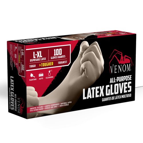 Medline Venom Powdered Latex Multi-Purpose Disposable Gloves, One-Size, 100 Count