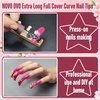 NOVO OVO Curved Nail Tips Press on Full Cover, Extra Curve Square Gel x Thick Long XL XXL Acrylic Fake Nails Extension kit, Clear Pre-etched Soft French False Nail 12 Sizes 240pc (QUEEN SQUARE PRO)