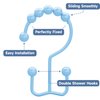 Titanker Shower Curtain Hooks, Rust Proof Shower Curtain Rings for Bathroom, Durable Metal Double Glide Shower Hooks Hangers for Bathroom Shower Rods Curtains, Set of 12 Hooks - Blue