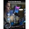 FIFINE Gaming USB Microphone, PC Computer Mic with 4 Polar Patterns for Podcast Streaming Recording YouTube, RGB Condenser Desktop Mic for PS4, Mac, with Headphone Jack-AmpliGame A8 Plus