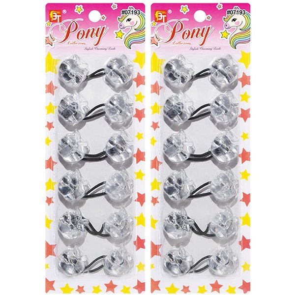 12 Pcs Hair Ties 20mm Ponytail Holders Elastic Colorful Cartoon Design Hairband Accessories for Kids Children Girls Women All Ages (Apple - Clear)