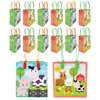 Tiny Mills Barnyard Farm Animals Party Favor Treat Bags with Handles, Farm Animal for Toddler Birthday Party Candy Bags Tractor Birthday Party Supplies Pack of 12
