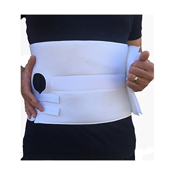 Alpha Medical Stoma Support Ostomy Hernia Belt for Colostomy Bag Abdominal Binder with Stoma Opening. L0625 (Medium Length ; 6" High)