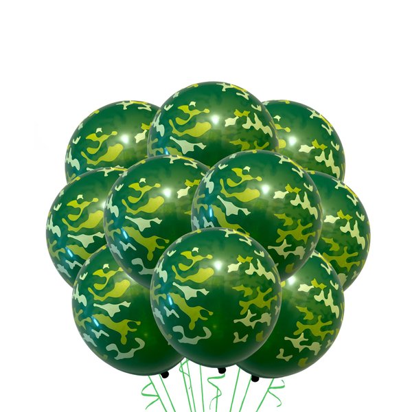 Green Camo Latex Balloons, Military Balloons for Wedding Birthday Party Baby Shower, Hunting Camo Theme Party, camouflage Party Decorations 12 Inch Standard Size (12)