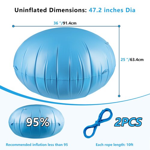 Kovshuiwe Dome Patio Furniture Cover - 47In Dia Reusable Weather Resistant Dome Airbag with Ropes to Fix - Picnic Table Airbag Patio Table Cover Support for Outdoor Patio Furniture, Blue