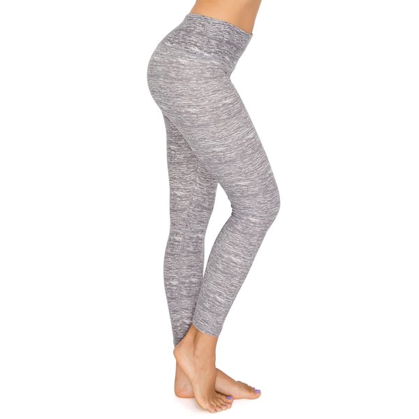 Leggings Depot Women's 7/8 Workout Leggings Tummy Control Active Yoga Pants-P532, Space Dye Lightgrey, Medium