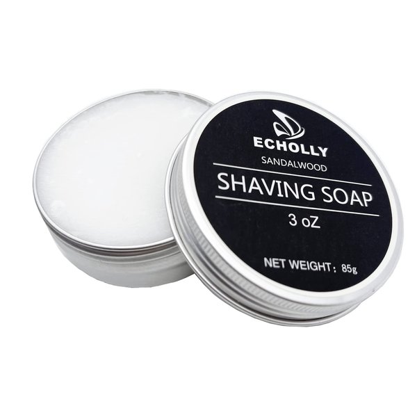 Shaving Soap for Men by Echolly- Sandalwood Mens Shave Soap- Smoothest Wet Men's Shaving Cream Soap-Travel Size Shaving Soap Cream 3 oz