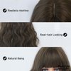 PARK YUN Long Dark Brown Wavy Wigs for Women - Glueless Realistic Synthetic Wave Wig with Bangs, 150% Heat Resistant Wig for Girls Daily Party 21 in