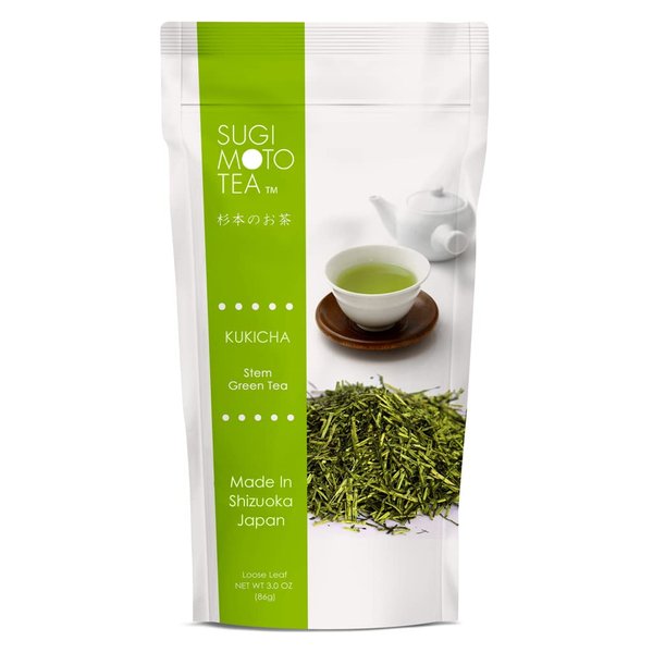 [Sugimoto Tea] Japanese Kuki Cha Loose Leaf Green Tea - Low Caffeine, High L-theanine, Authentic Flavor, Savory Umami Flavor from Shizuoka, Japan (3 oz x 1 Pack)