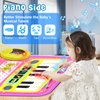 2-in-1 Musical Mat Toys for 1 2 3 4 5 Year Old, Piano Keyboard & Drum Set with 2 Drum Sticks, Early Educational Musical Learning Toys Birthday for 1 2 3 4 5 Year Old Girls & Boys, Pink