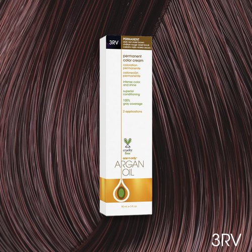 One N' Only Permanent Hair Color - Permanent Hair Dye Made with Argan Oil - Delivers Rich, Accurate Tones with Gray Coverage - Improves Moisture & Elasticity - 3RV Dark Red Violet Brown (3 oz)