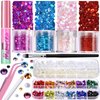 Teenitor Face Glitter with Face Gems Face Glue for Women, Face Pearls & Body Glitter Set for Makeup, Hair Glitter Face Jewels for Kids with Wax Pencil, Red Glitter Sparkles Rhinestones for Face