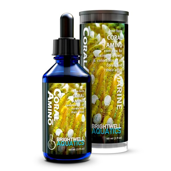 Brightwell Aquatics CoralAmino - Complex of Amino Acids for Corals - Coral food for Aquarium Coral Growth - Saltwater Aquarium Treatments, 2.02 fl oz