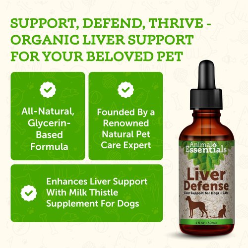 Animal Essentials Liver Defense-Herbal Formula for Dogs & Cats, Maintain Healthy Liver Function, Sweet Taste, 100% Organic Human Grade Herbs, Veterinarian Recommended Animal Wellness Tonics - 1 Fl Oz