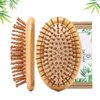 2pcs Bamboo Brush for Hair Growth No Handle Design Bamboo Hairbrush Natural Scalp Brush Mini Anti-Static Air Cushion Massage Comb for Women Men & Kids