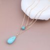 TseanYi Boho Teardrop Turquoise Neckalce Layered Turquoise Pendant Neckalce Gold Circle Turquoise Choker Necklace Vintage Layering Turquoise Water drop Necklace Jewelry for Women and Girls