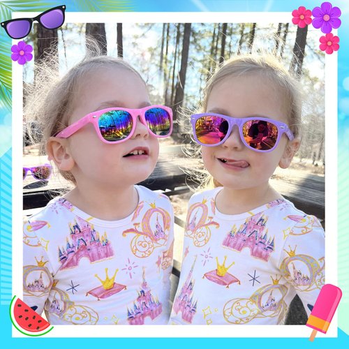 Joycover Kids Sunglasses Bulk, 12 Pack Kids Sunglasses Party Favors for Kids 4-8 3-5, Neon Kids Sunglasses for Beach Pool Birthday Party Supplies, Goodie Bag Stuffers for Boy Girls