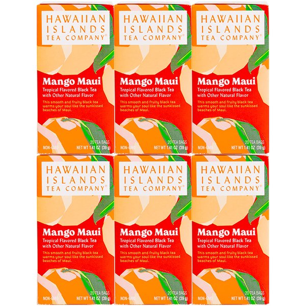 Hawaiian Islands Tea Company Mango Maui Black Tea, All Natural - 120 Teabags (6 Boxes)