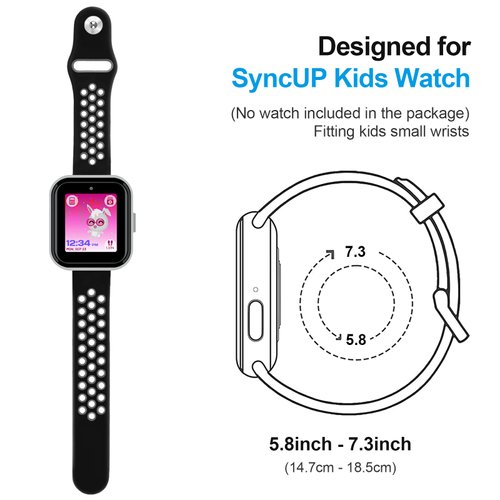 NewJourney 2 Pack SyncUP Kids Watch Band Replacement, Breathable Soft Silicone Sport Wrist Strap Compatible with T-Mobile SyncUP Kids Watch for Boys Girls (Black&Yellow+Red&Black)