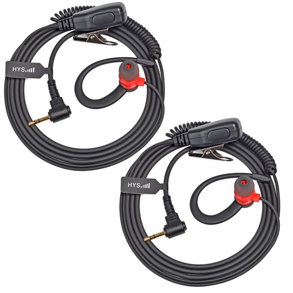 HYS 2.5mm 2-way Radio Headset, G Shape Earphone with PTT Microphone, Walkie Talkie Earpiece for Motorola Talkabout T200 T400 T600 T800 T260TP MH230R MR350R FRS/GMRS Talkabout radios(Packing of 2)