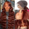 Amadaier Reddish Brown Lace Front Wigs Human Hair 13x4 Auburn Colored Human Hair Wig 180% Density Reddish Brown Body Wave Wig Human Hair HD Lace Human Hair Wigs (22Inch, 13X4 Auburn Body Wave Wig)