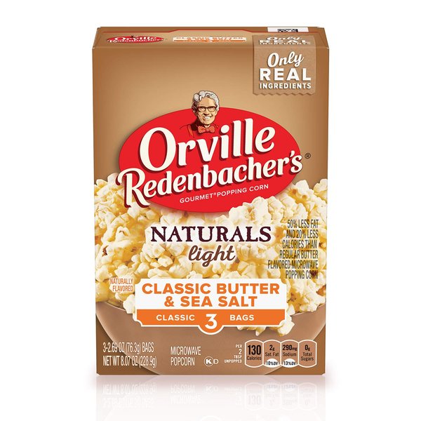 Orville Redenbacher's Naturals Light Classic Butter & Sea Salt Microwave Popcorn, 2.69 oz Classic Bag, 3 ct