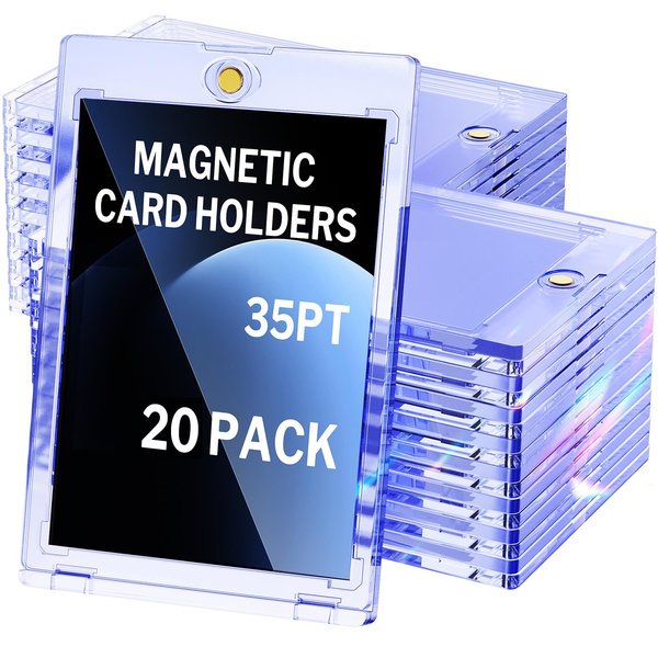 YHIJF 20-Pack Magnetic Card Holder, 35pt Card Cases for Trading Cards, Baseball Card Holder, Card Protectors Hard Plastic, Football Card Case, One Card Touch Card Slab