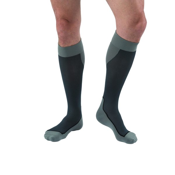 JOBST 7528911 Sport Knee High 15-20 mmHg Compression Socks, Black/Grey, Medium