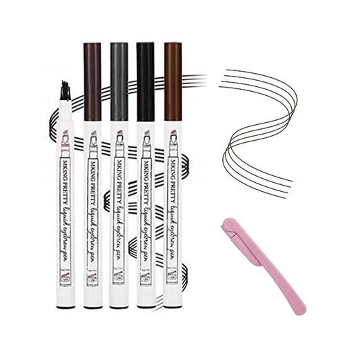 Eyebrow Pencil Microblading Eyebrow Pen Waterproof Tattoo Eyebrow Pencil Pen Micro-Fork Tip Applicator Brow Pencil -4 Colors 4 Pcs
