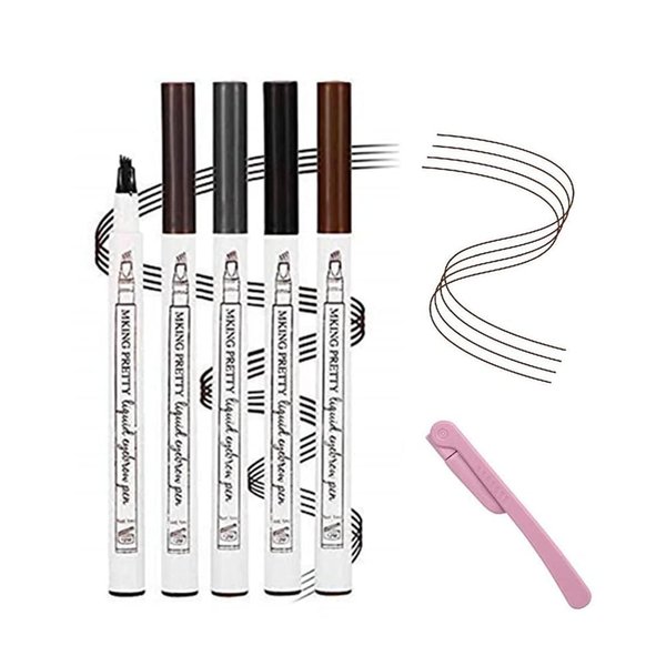 Eyebrow Pencil Microblading Eyebrow Pen Waterproof Tattoo Eyebrow Pencil Pen Micro-Fork Tip Applicator Brow Pencil -4 Colors 4 Pcs