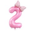 40 Inch Pink Number 2 Balloons With Mini Bow Balloons, 2nd Birthday Party Decorations for Girls, Pink Theme Party Supplies, Butterfly Party Decorations. (Pink 2)