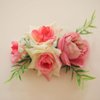 Fangsen Wedding Boho Pink Rose Flowers Floral Comb With Hair Clip Hair Accessories Floral Hair Headpiece
