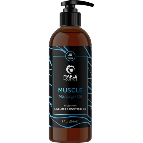 Sore Muscle Massage Oil for Body - Relaxing Massage Oil for Massage Therapy with Lavender and Rosemary Oils for Muscle Relief - Gentle Warming Massage Oil for Sore Muscles for Pro or Home Use (8oz)