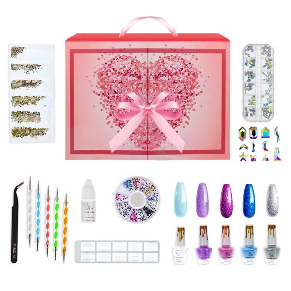 CoralBeau Nail Kit for Girls, Teenitor Nail Art Design Tools Kit with Rhinestones, Nail Gems, Crystals, Jewels, Diamonds, Tweezer, Nail Dotting Tool, Nail Art Set with Nail Decoration Accessories