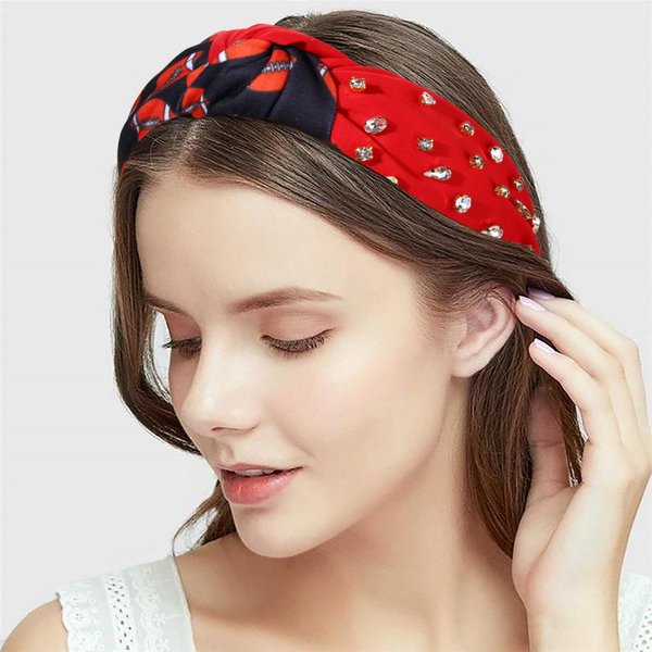 Game Day Headbands, Football Baseball Headband for Women, Rhinestone Crystal Knotted Headbands Bejeweled Embellished Wide Top Knot Headband Sports Hairband Game Day Hair Accessories