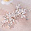 Foyte Flower Wedding Hair Comb Crystal Bride Headpieces Leaf Combs Hair Accessories Rhinestone Bridal Hair Pieces for Women and Girls (Silver)