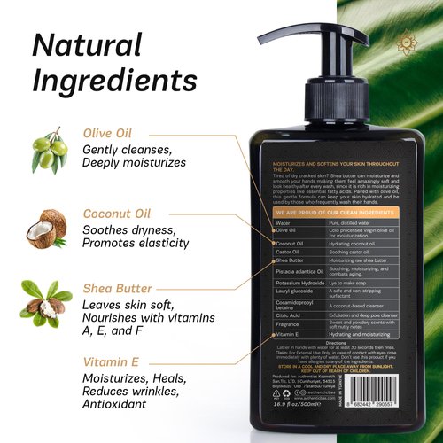 AUTHENTIC BATH & SOAP Natural - Shea Butter Liquid Hand Soap - Moisturizing for Dry Skin, Vegan, Cruelty free, Paraben & Sulfate Free, SLS & SLES Free, Hand Wash for Men & Women 16.9 Fl Oz