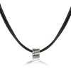 Galis Choker Necklace for Men - Leather Necklace Cord with Small Stainless Steel Bead Pendant - Our Mens Necklaces Are Stylish Gifts for Him - 17" Black Leather Necklace Cord Great as Surfer Necklace