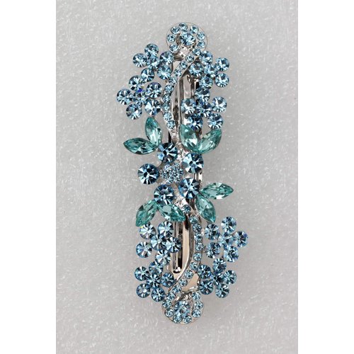 Faship Gorgeous Aqua Crystal Flower Barrette Clip