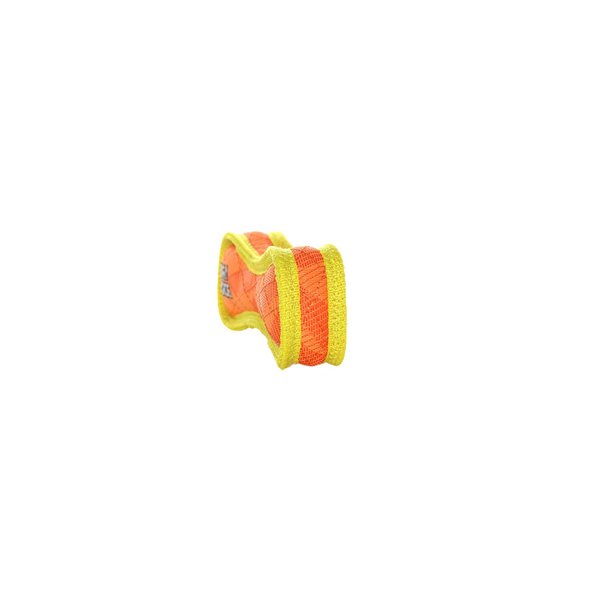 DURAFORCE-Durable Woven Fiber-Bone-Squeakers-Multiple Layers. Made Durable, Strong & Tough. Interactive Play Dog Toy (Tug, Toss & Fetch). Machine Washable and It Floats. (Junior, Orange Tiger 2 Pack)