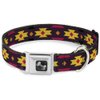 Dog Collar Seatbelt Buckle Navajo Orange Purple Yellow Pink Green Black 13 to 18 Inches 1.5 Inch Wide