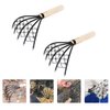 Cabilock Clam Rake for Clamming 2Pcs Claw Rake with Mesh Net Clam Seafood Digging Rake Wooden Handle Clam Scraper Tool for Beach