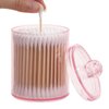 Tbestmax 4 pcs Qtips Holder Bathroom Container, 10 OZ Apothecary Jar, Pink Cotton Ball/Swabs Dispenser Organizer for Storage