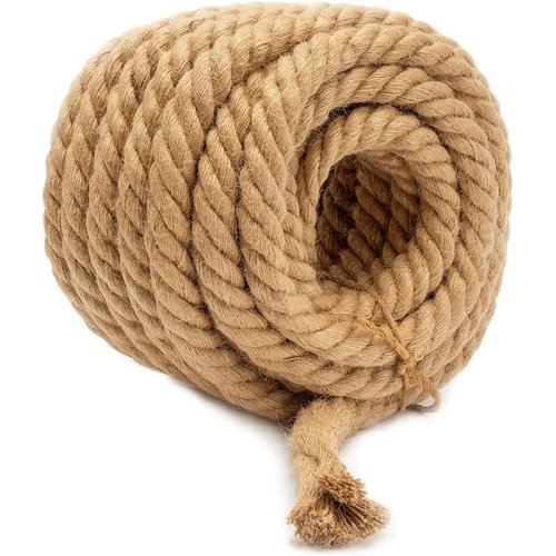 RIEMEX Jute Rope Garden Twine String Indoor and Outdoor DIY Twisted Manila Rope Home Decor Crafts for Gardening Thick Rope Natural Nautical Nemp Strong Jute Rope (25, 5/16 inch (8mm))