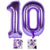 10 Number Balloon Purple 40 inch Big Foil Mylar 10th Balloons for 10 Year Old Boy Girl Birthday Party Decorations Wedding Anniversary Events Supplies